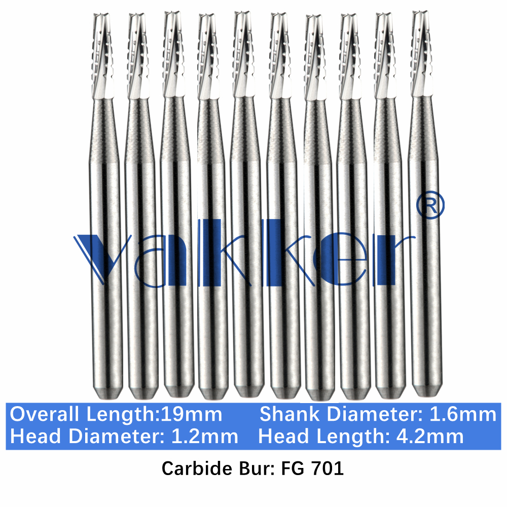 10-100pcs FG 701 Dental Carbide Burs 19mm FG Tapered Fissure Bur for High Speed