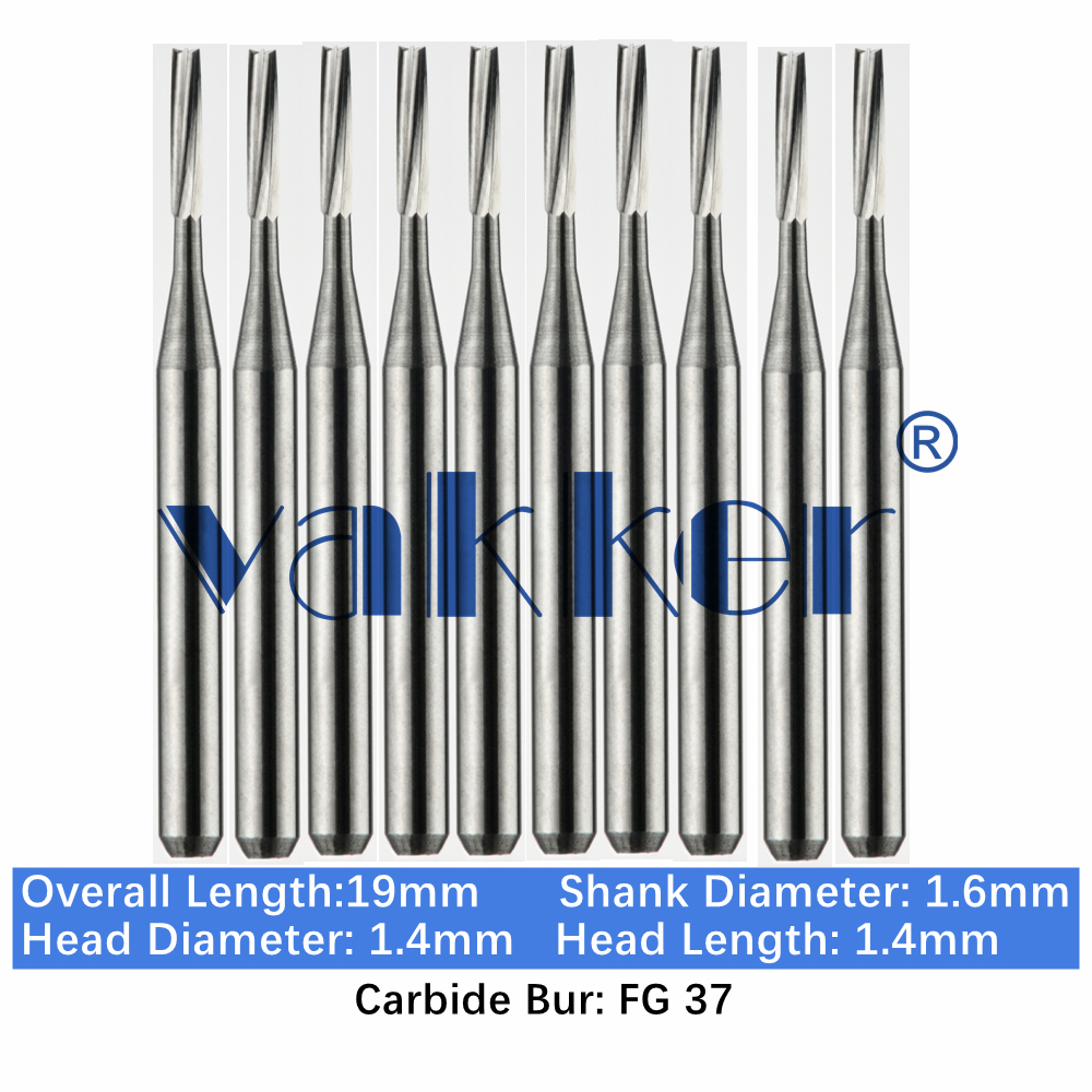 10-100pcs FG 37 Dental Carbide Burs Friction Grip Inverted Cone Burs High Speed