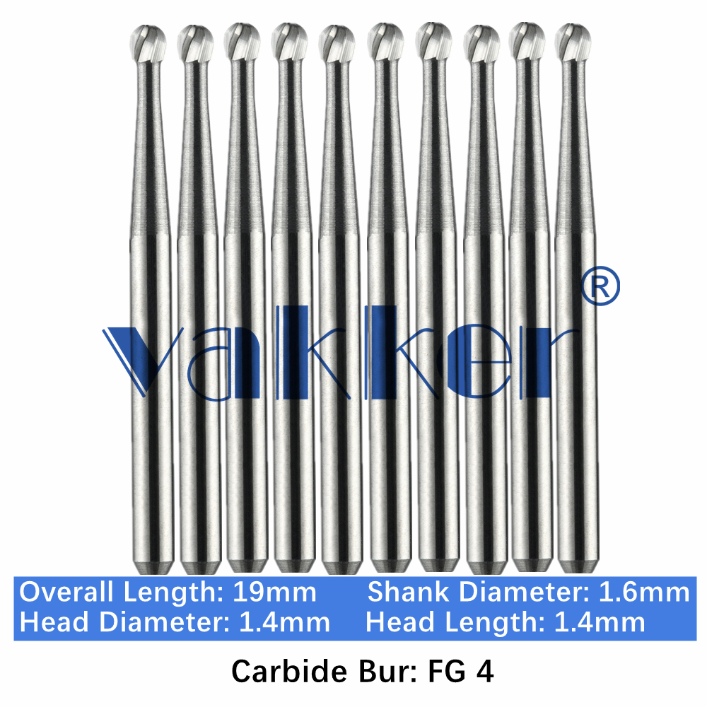 10-100pcs FG 4 Dental Carbide Burs High Speed Round Friction Grip Drill Bits