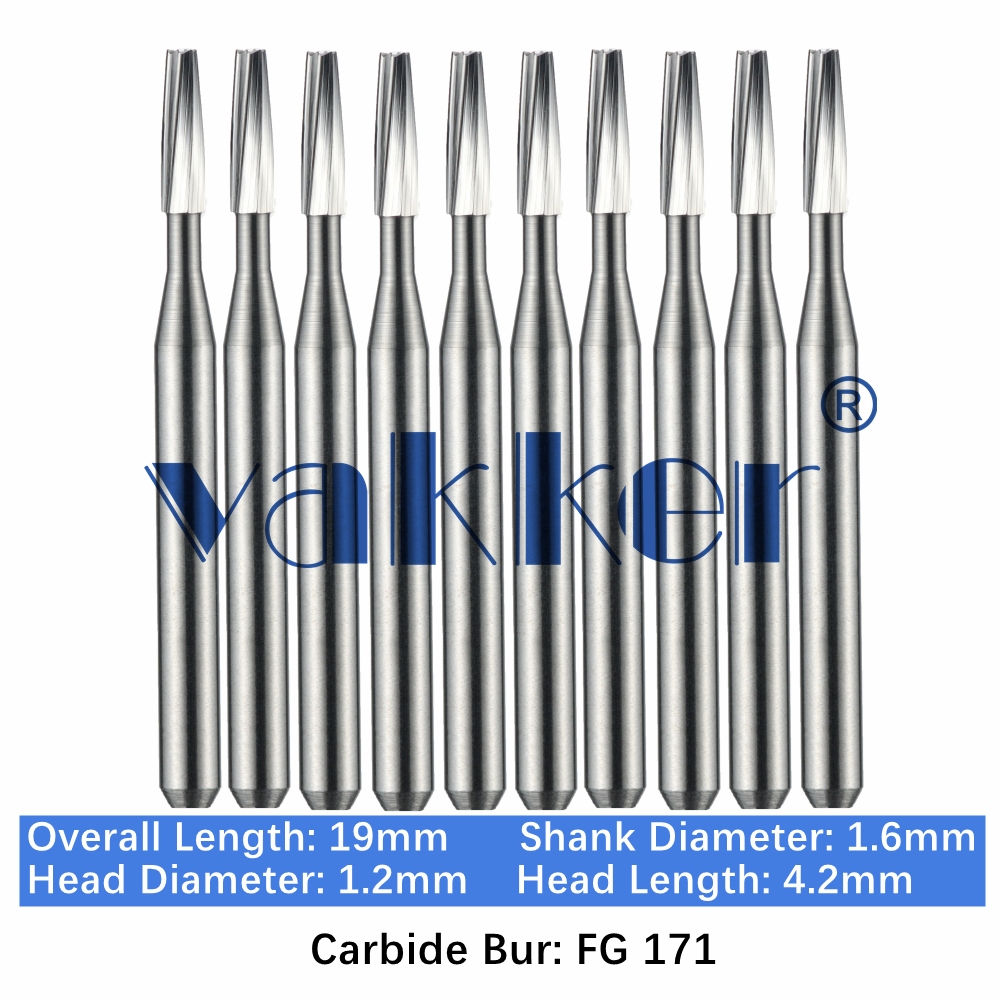 10-100pcs FG 171 Vakker Dental Carbide Burs Tapered Fissure Burs for High Speed