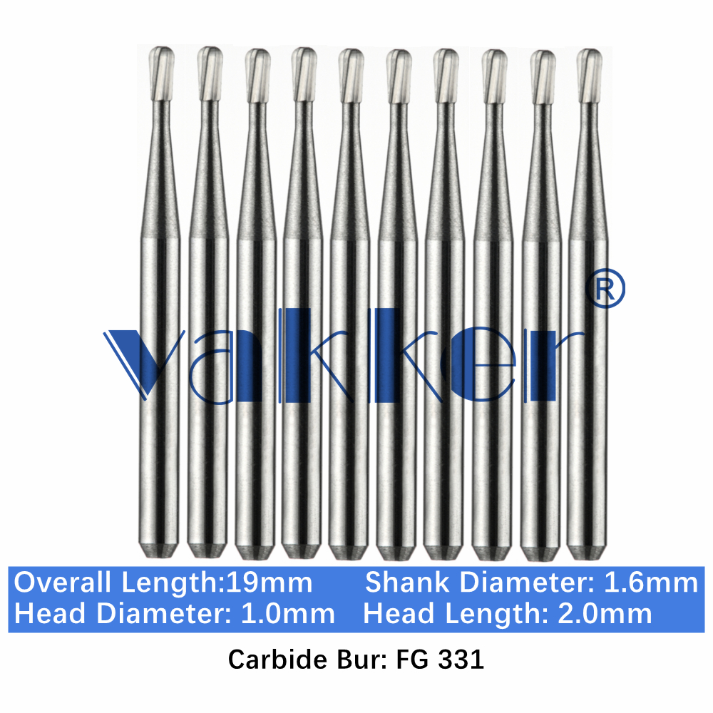 10-100pc FG 331 Dental Pear Carbide Bur High Speed 19mm Friction Grip Drill Bits
