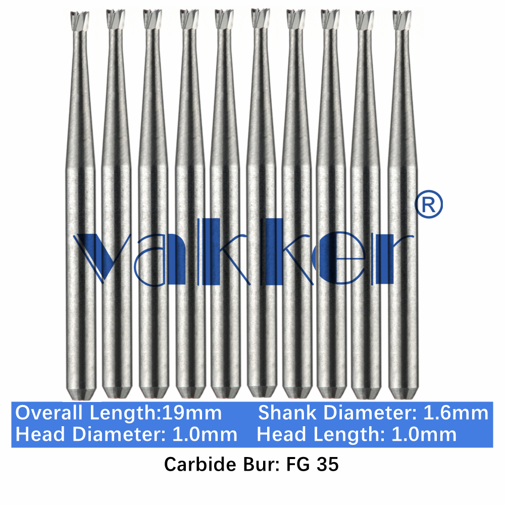 10-100pcs FG 35 Dental Carbide Burs Friction Grip Inverted Cone Burs High Speed