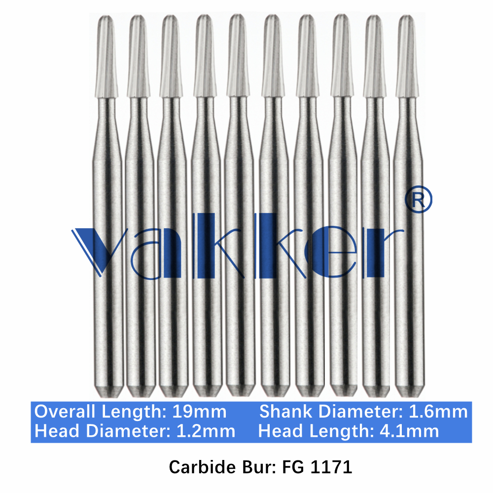 10-100Pcs Dental Carbide Burs FG 1171 for High Speed Handpiece Taper Dome End