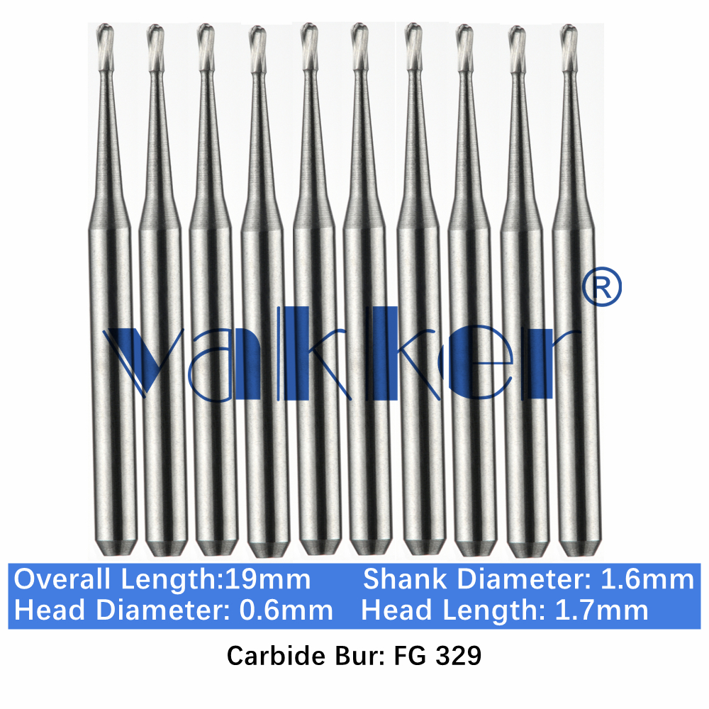 10-100pc FG329 19mm Dental Carbide Burs High Speed Pear Friction Grip Drill Bits