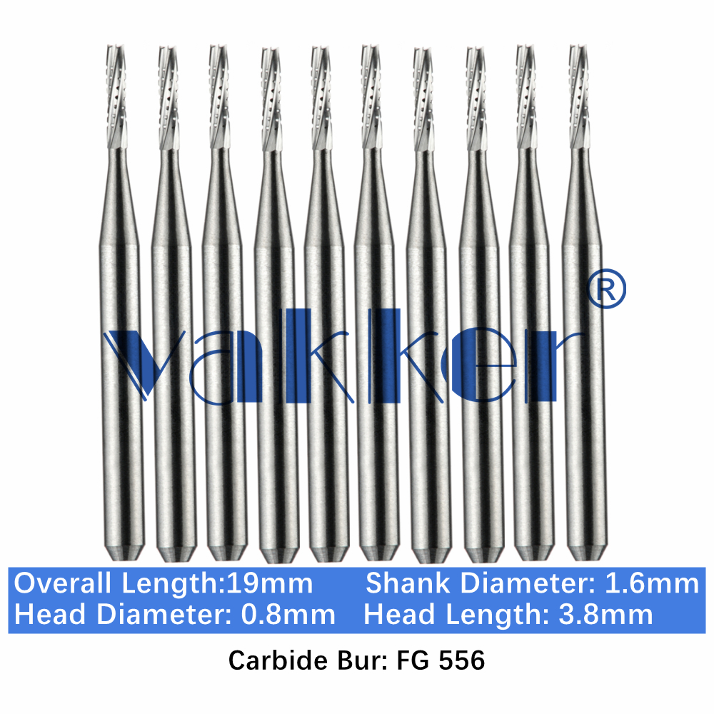 10-100pcs FG 556 Dental Carbide Burs 19mm FG Straight Fissure Bur for High Speed