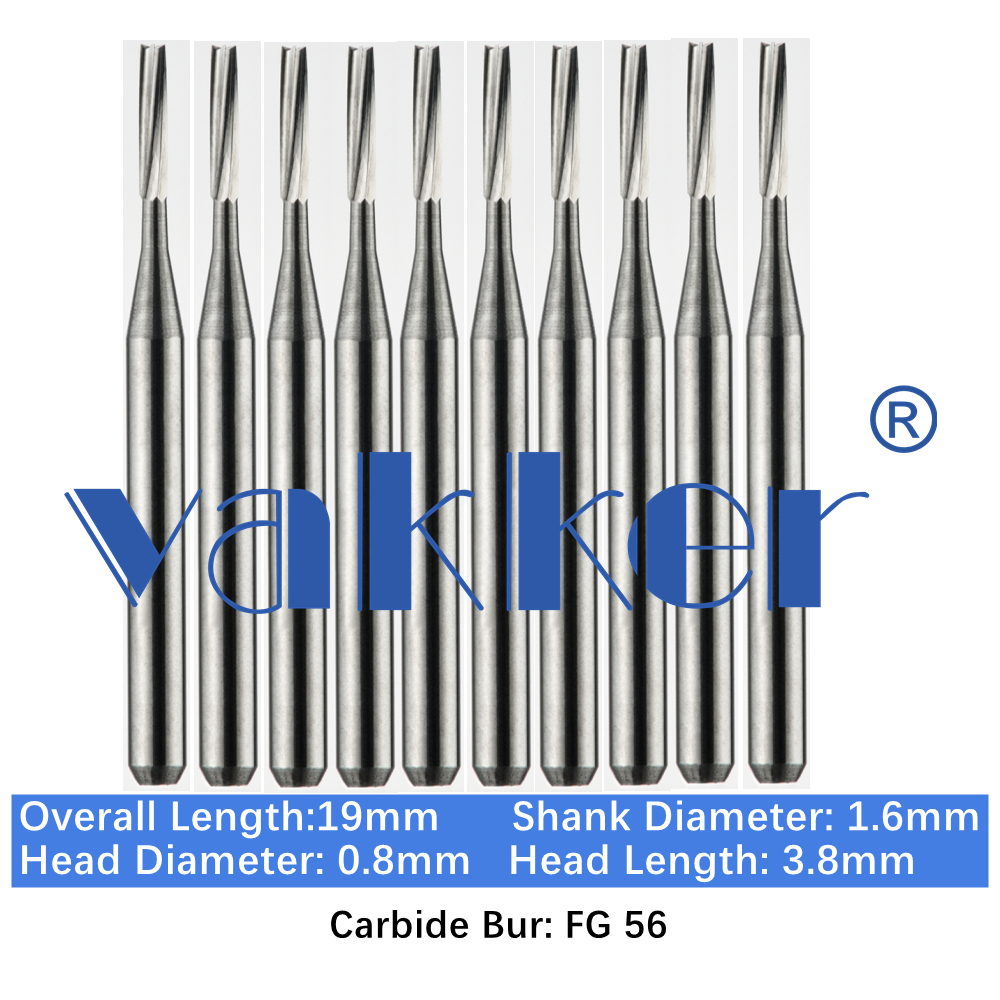 10-100pcs FG 56 Vakker Dental Carbide Burs Straight Fissure Burs High Speed