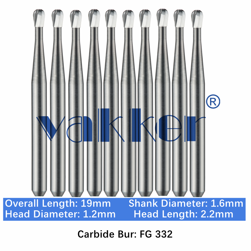 10-100pc FG 332 Dental Pear Carbide Bur High Speed 19mm Friction Grip Drill Bits