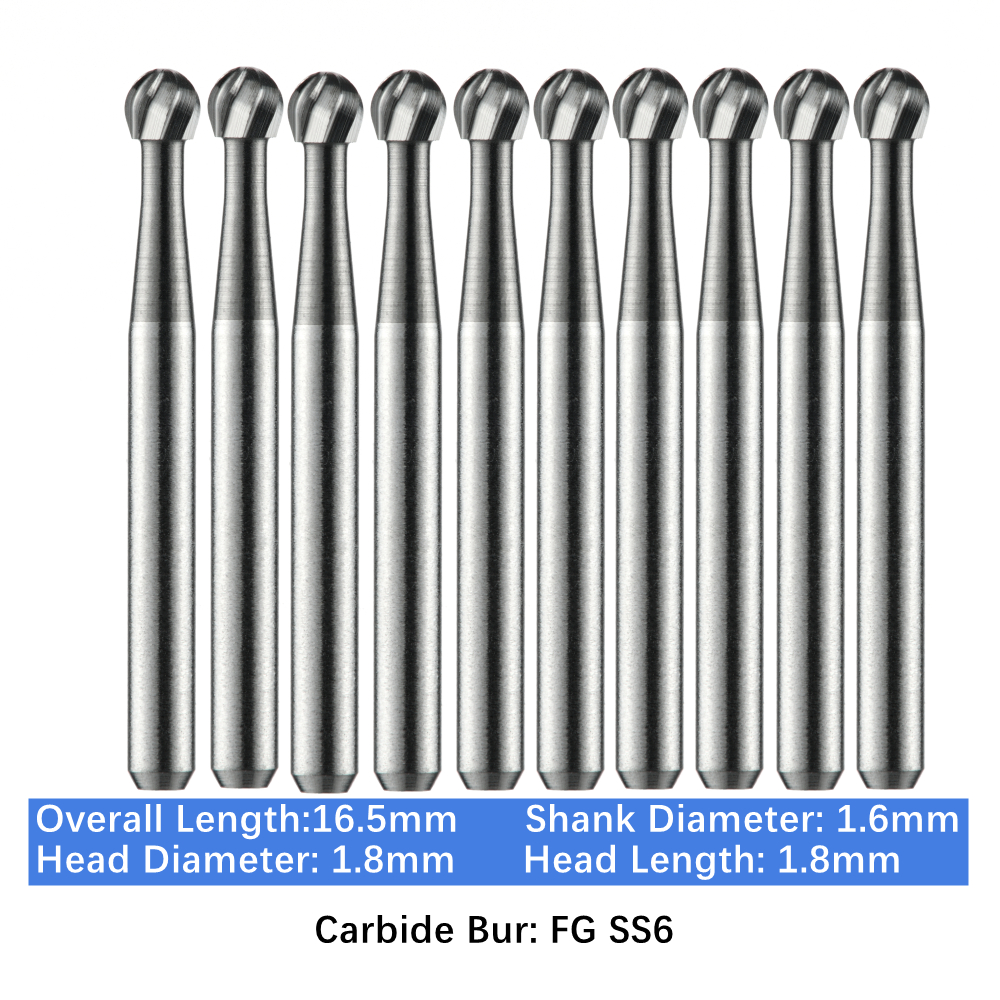10-100pcs FGSS 6 Dental FG Round Burs Tungsten Carbide Burs 16.5mm Short Shank