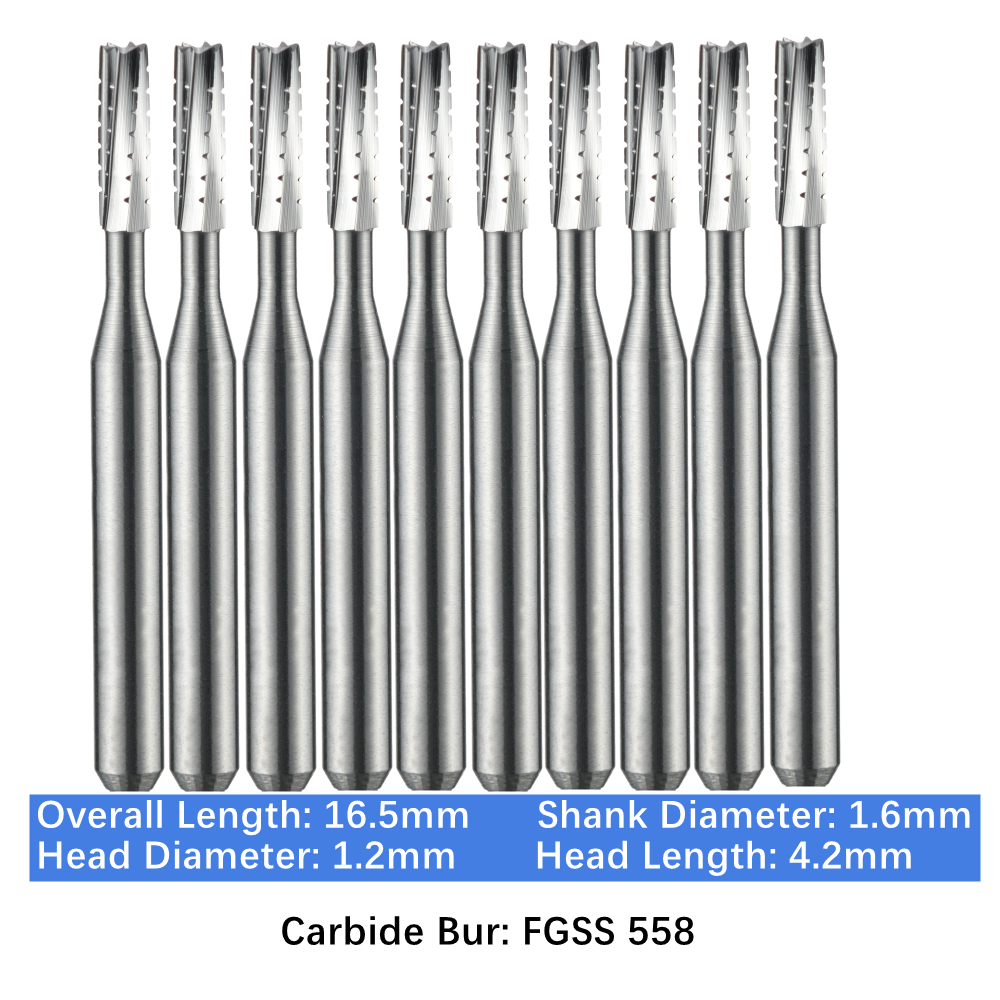10-100pc FGSS 558 VAKKER Dental Carbide Bur Short Shank Friction Grip Drill Bits