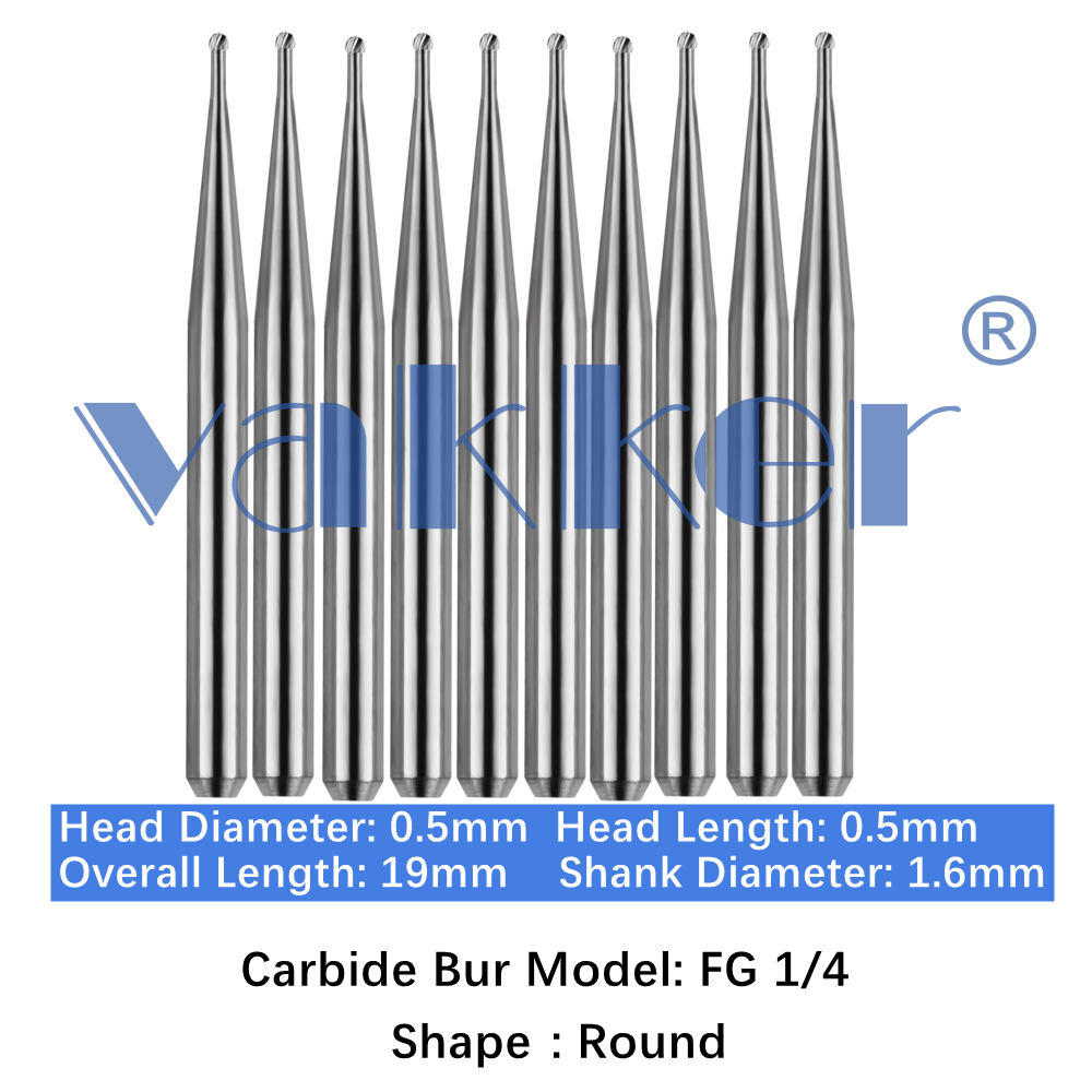 10-100pcs FG 1/4 Dental Round Carbide Burs Friction Grip Drill Bits High Speed