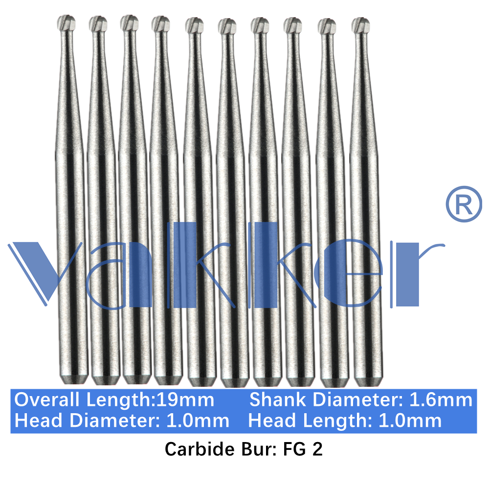 10-100pcs FG 2 Dental Round Carbide Burs Friction Grip Drill Bits for High Speed