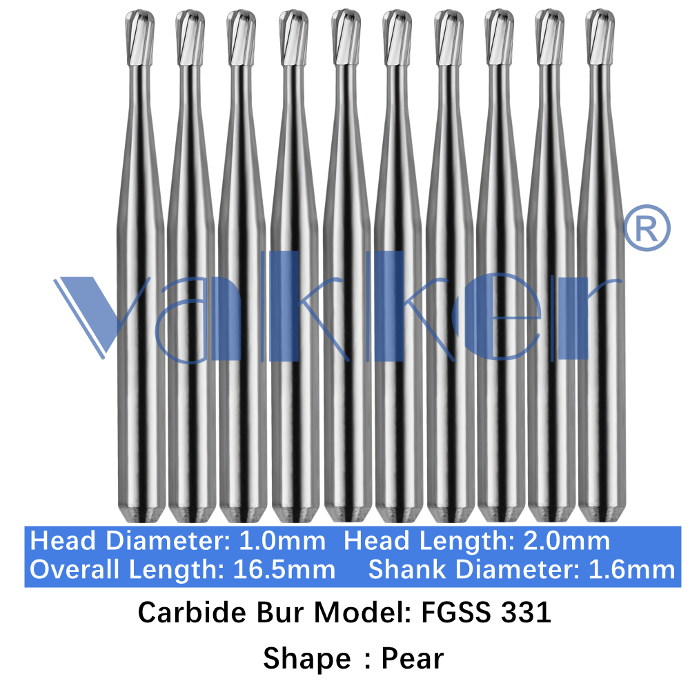 10-100pcs FGSS 331 Dental Pear Carbide Burs Friction Grip Short Shank High Speed