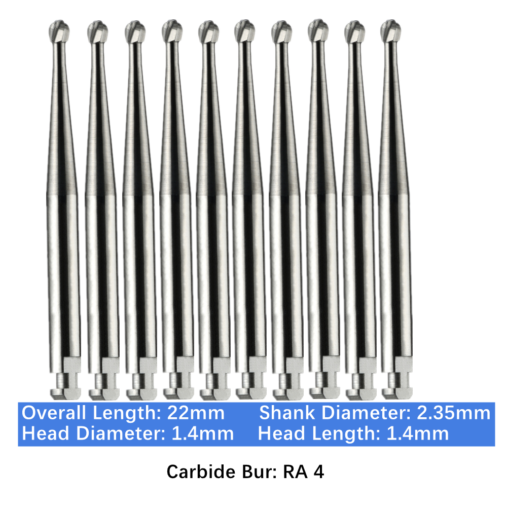 10-100pcs Vakker Dental Round RA Latch Carbide Burs RA 4 for Low Speed Handpiece