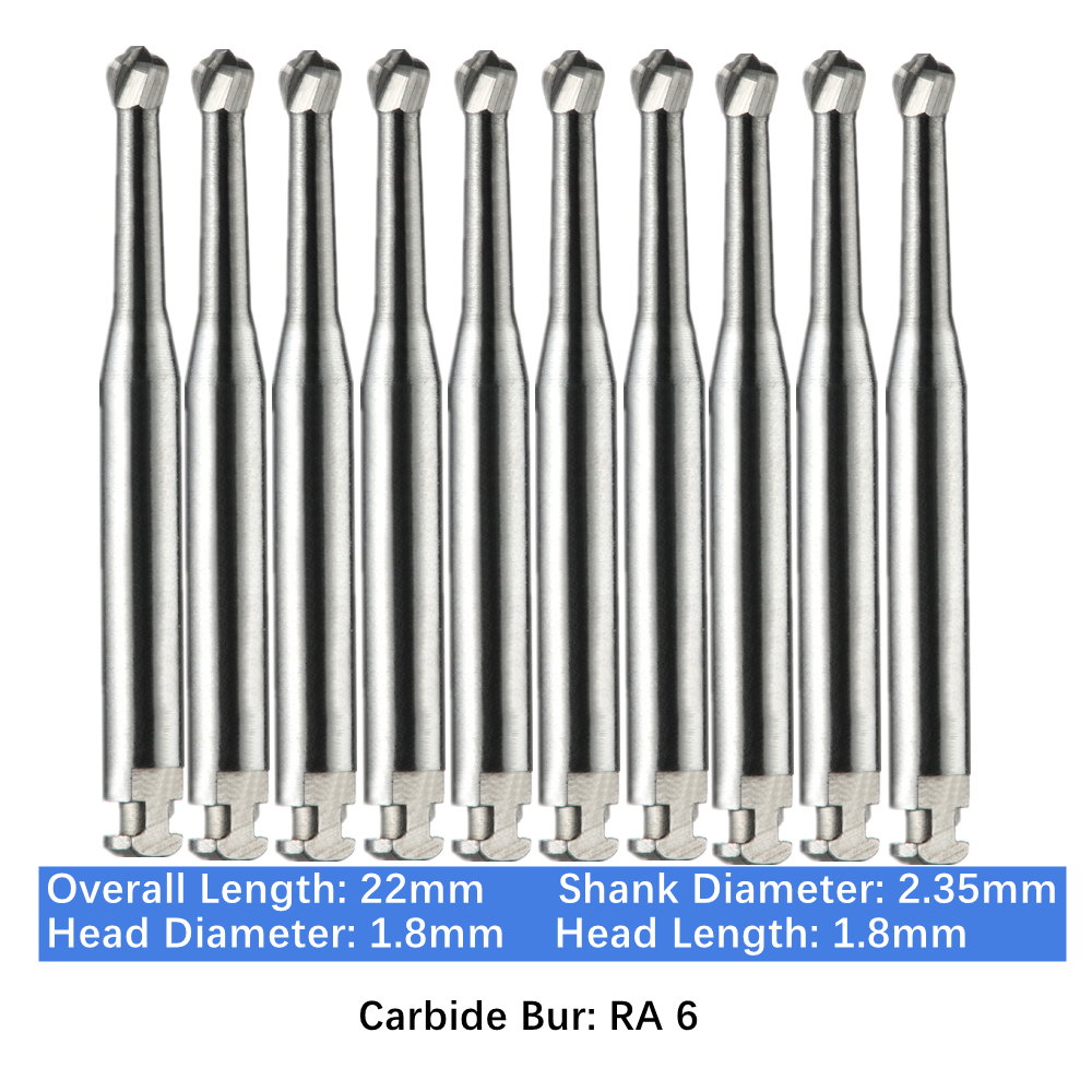 10-100pcs Vakker Dental Round Low Speed RA Latch Bur Tungsten Carbide Burs RA 6