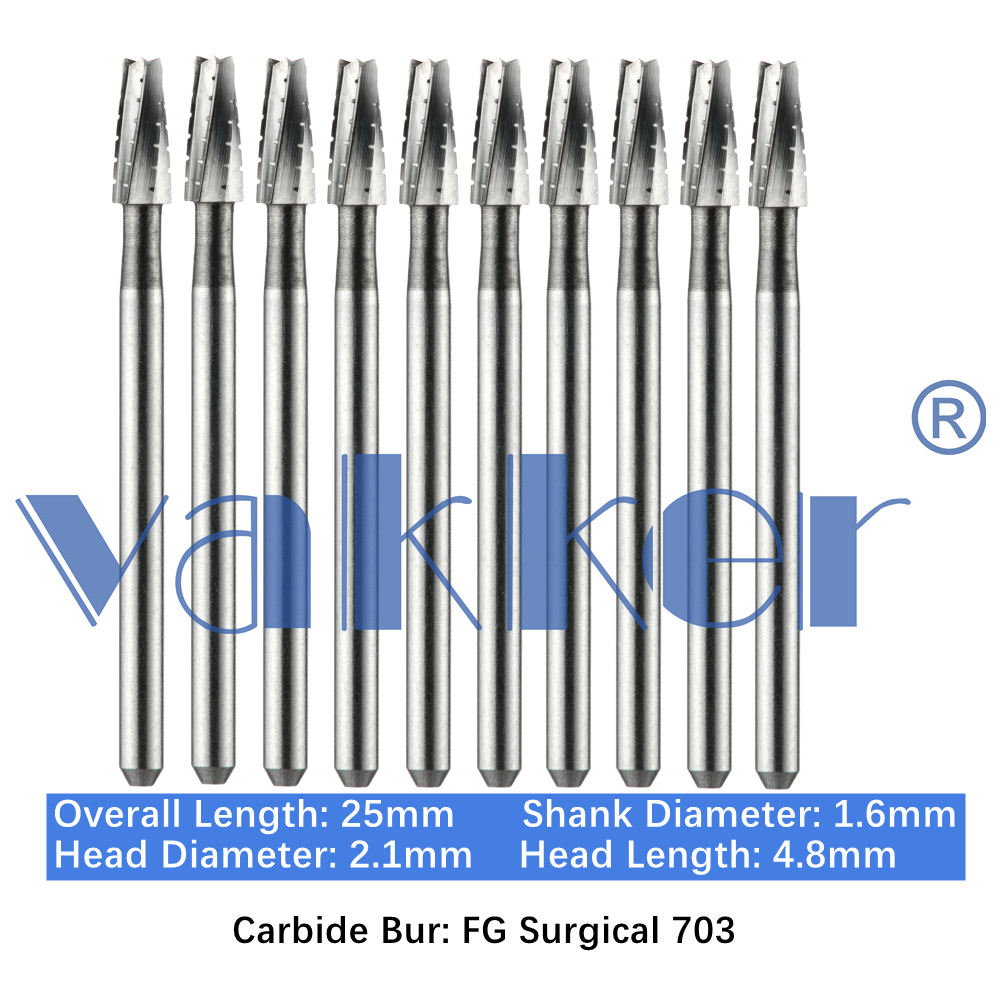 10-100pcs Dental FG Surgical Carbide Burs FG SURG 703 Taper Flat End Cross-Cut