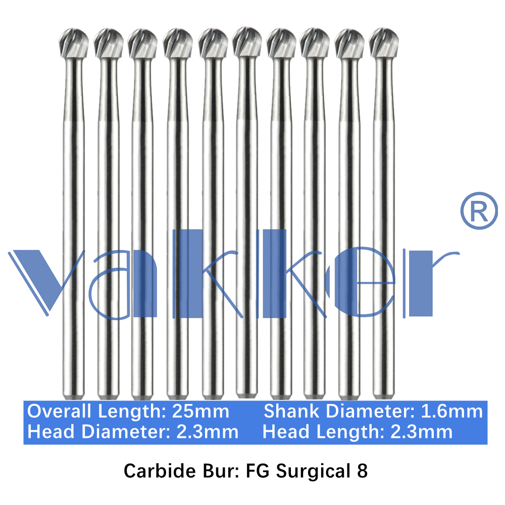 10-100pcs Dental Surgical Round Carbide Burs FG SURG 8 Friction Grip High Speed