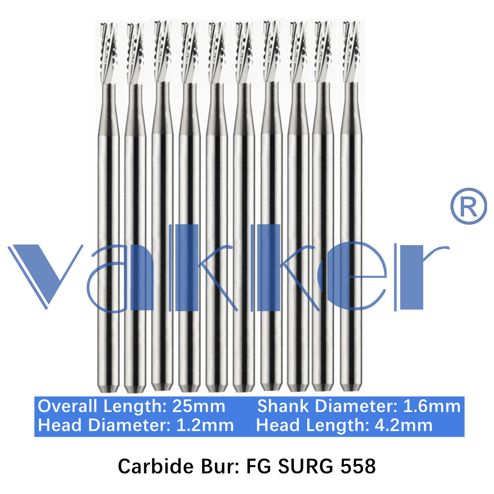 10-100pcs 25mm Dental Surgical Round Carbide Burs FG SURG 558 Friction Grip