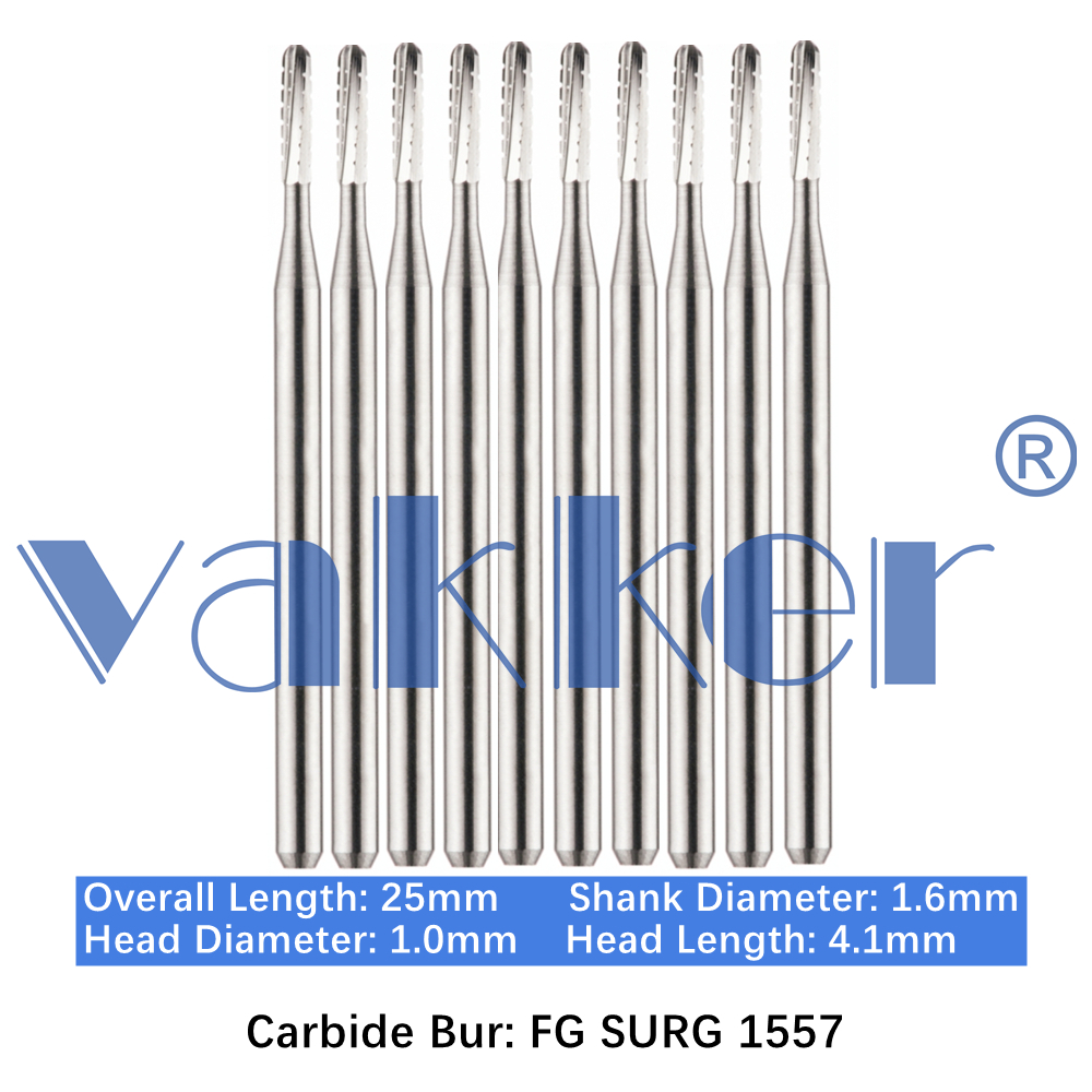 10-100pcs 25mm Dental FG Surgical Carbide Burs FG SURG 1557 Straight Dome End