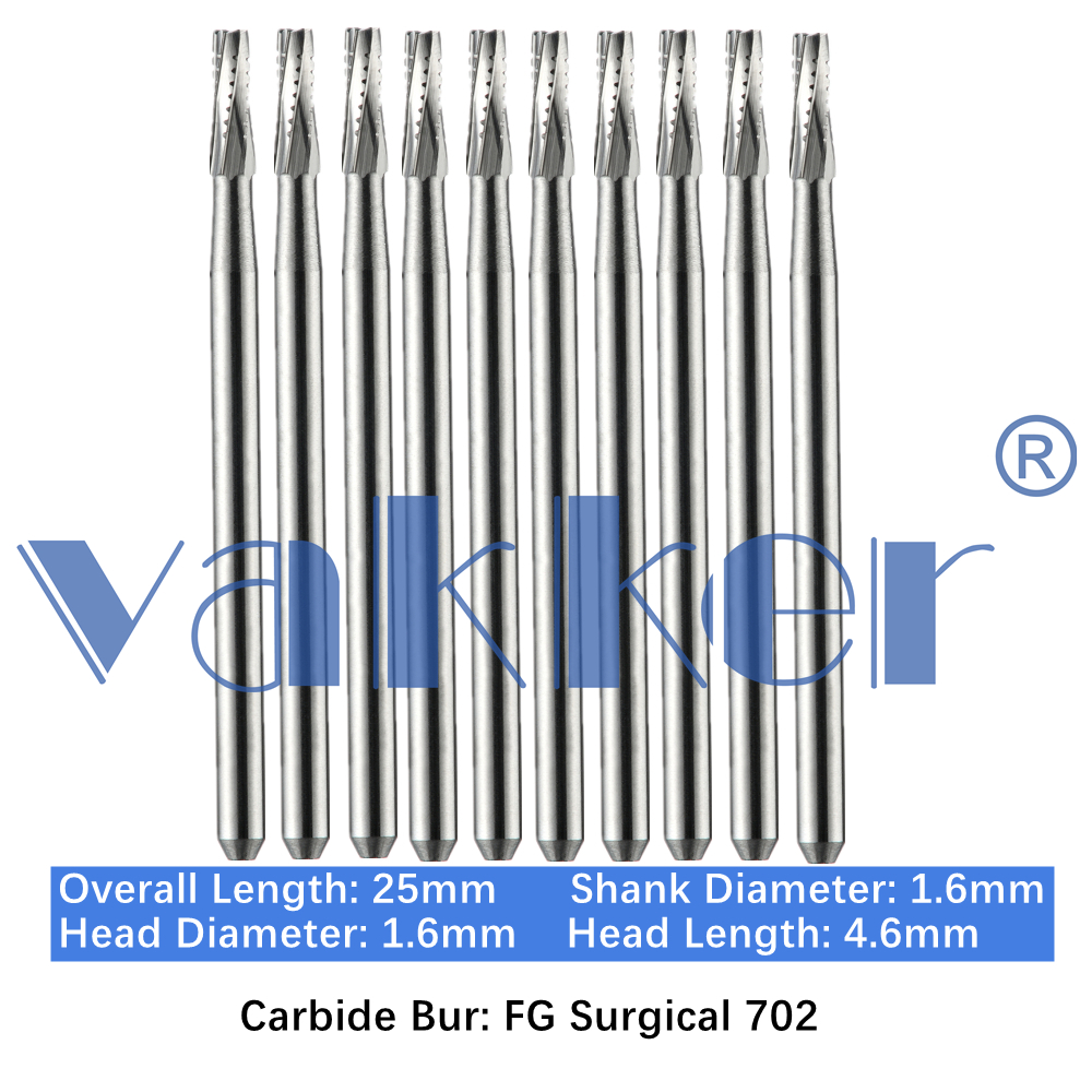10-100pcs Dental FG Surgical Carbide Burs FG SURG 702 Taper Flat End Cross-Cut