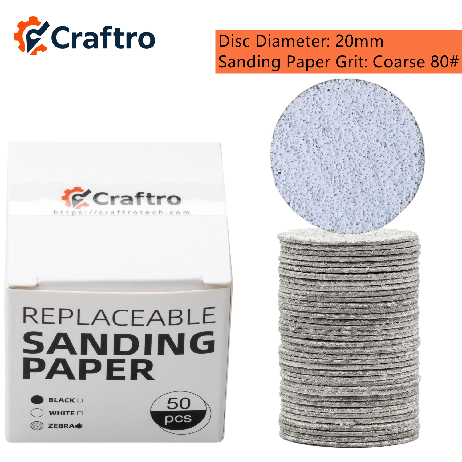 Craftro Aluminum Oxide Sandpaper Stainless Steel Disc C M F Grit 2.35mm 3/32»