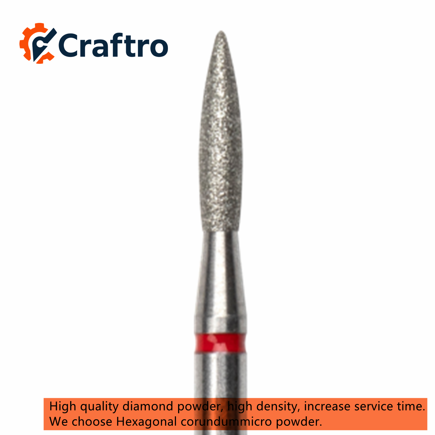 Craftro 3/32” Diamond Nail Drill Bit for Electric E-File Flame Shape Fine Medium