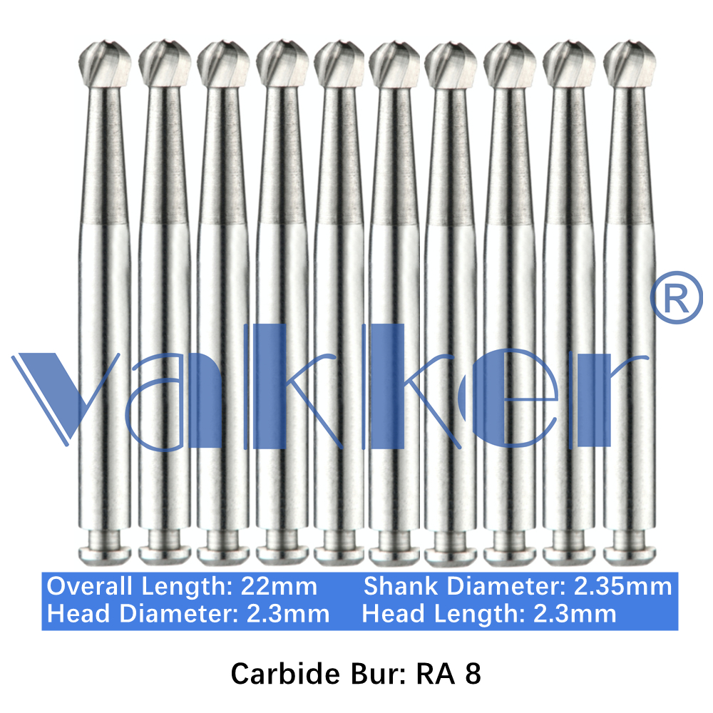 10-100pcs Dental Round Low Speed RA Latch Bur 22mm Tungsten Carbide Burs RA 8