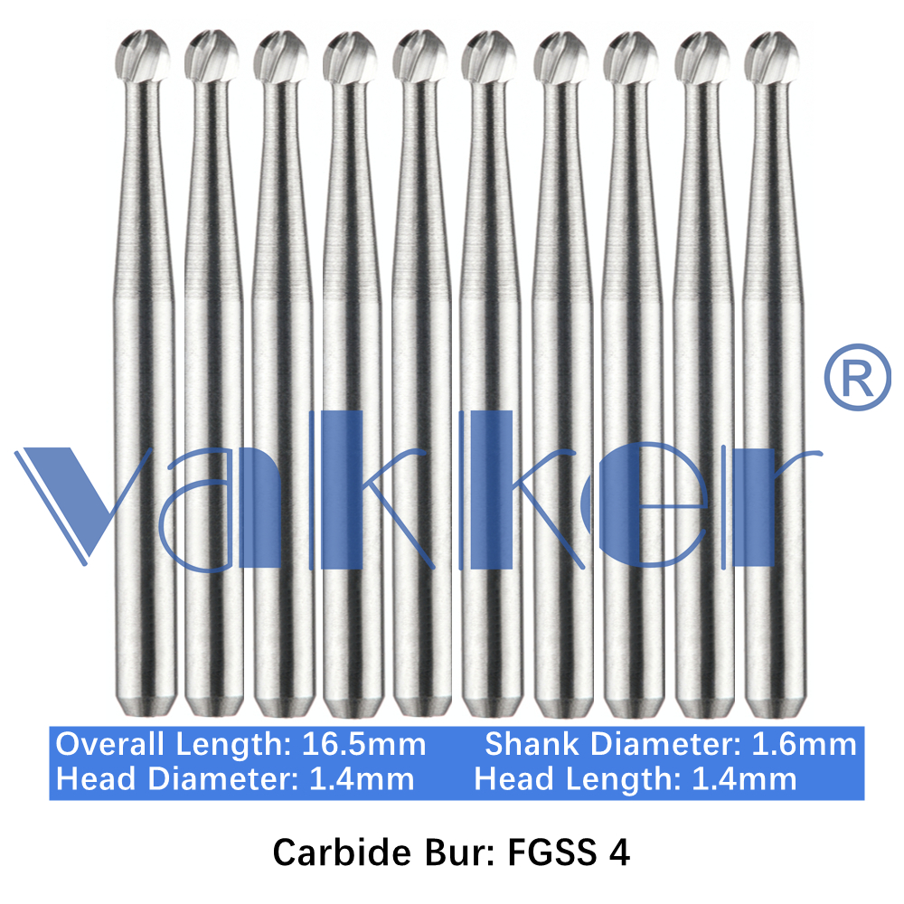 10-100pcs FGSS 4 Dental FG Round Burs Tungsten Carbide Burs 16.5mm Short Shank