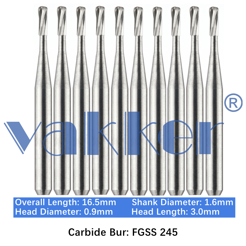 10-100 FGSS 245 Dental Amalgam Preparation Carbide Bur Friction Grip Short Shank