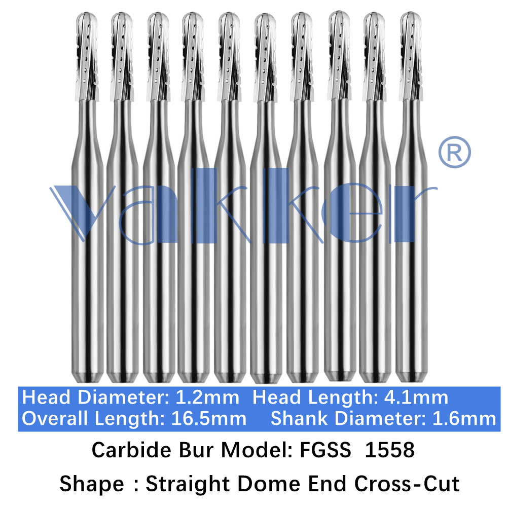 10-100pcs FGSS 1158 Dental FG Carbide Burs Short Shank Straight Demo End