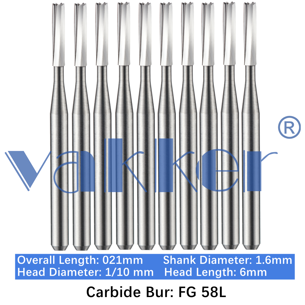 10-100pcs FG 58L Dental Tungsten Carbide Burs Long Shank Straight Flat End Burs