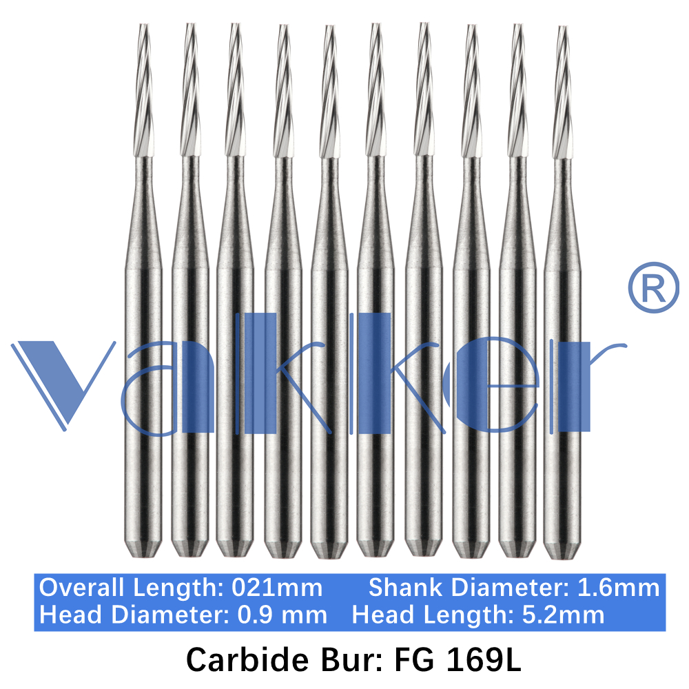 10-100pcs FG 169L Dental Tungsten Carbide Burs Long Shank Taper Flat End Burs