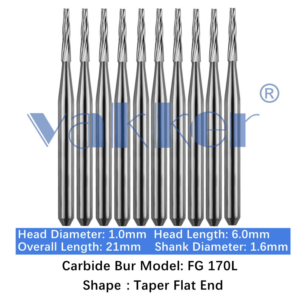 10-100pcs FG 170L Dental Tungsten Carbide Burs Long Shank Taper Flat End Burs