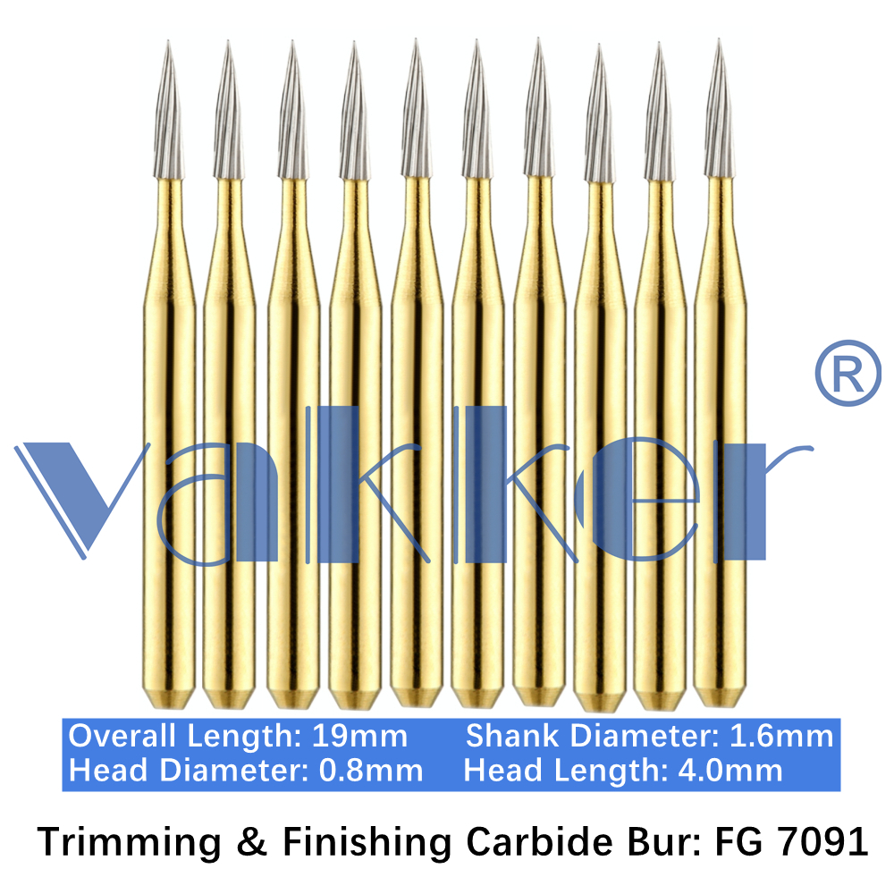10-100pcs Dental Trimming & Finishing Gold Burs Needle Carbide Burs FG 7901