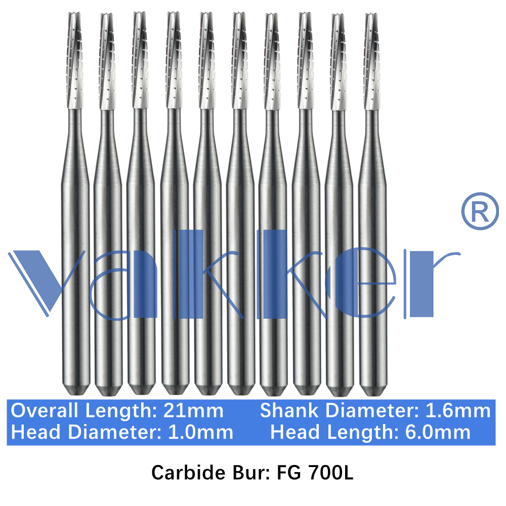 10-100pcs FG 700L Dental FG Carbide Burs Long Shank Taper Flat End Cross-Cut Bur