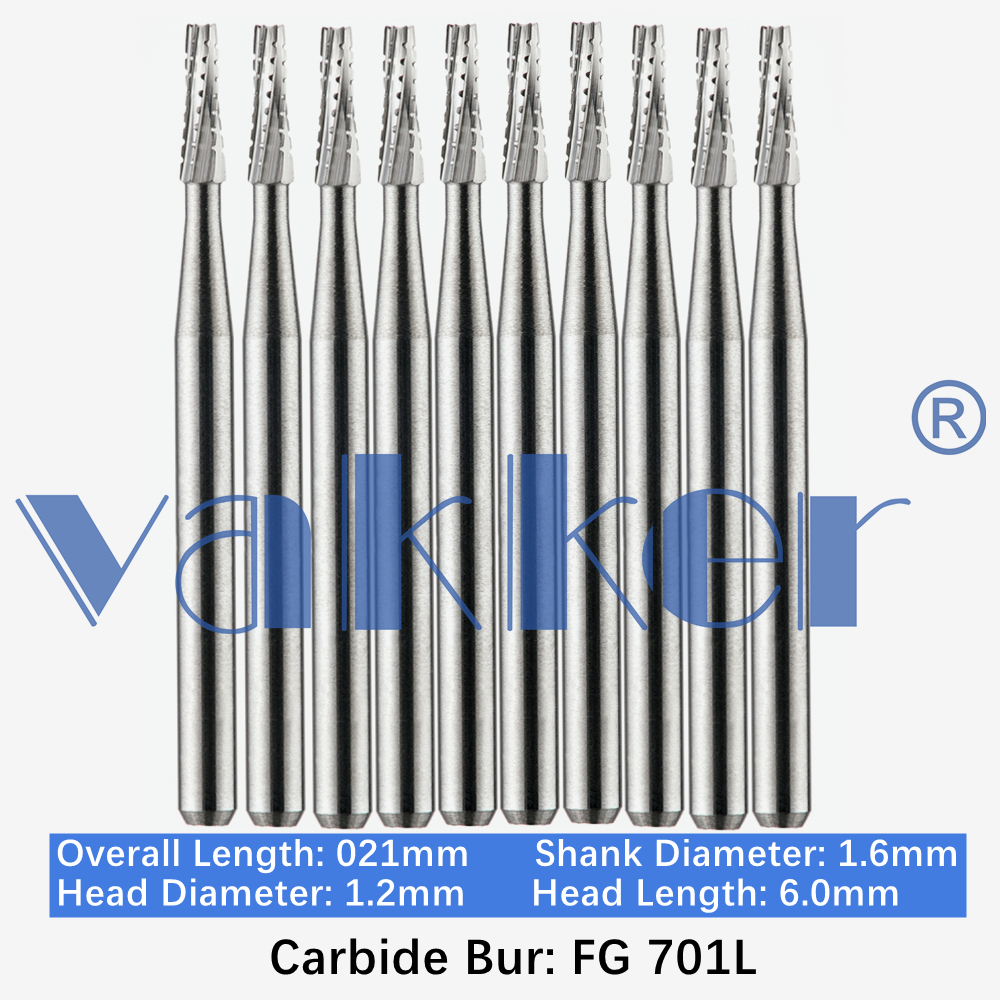 10-100pcs FG 701L Dental FG Carbide Burs Long Shank Taper Flat End Cross-Cut Bur