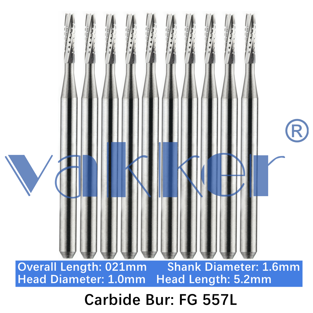10-100pcs FG 557L Dental FG Carbide Burs Long Shank Straight Flat End Cross-Cut