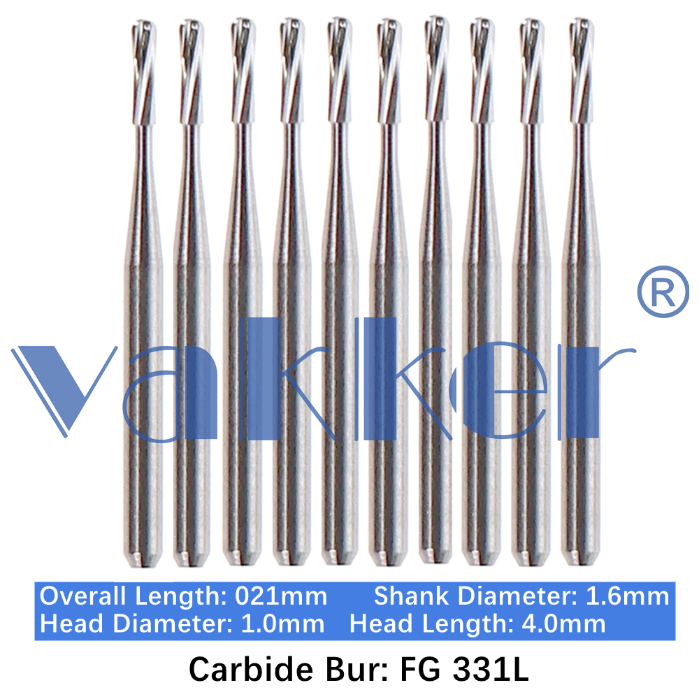 10-100pcs FG 331L Dental Tungsten Pear Carbide Burs Friction Grip Long Shank