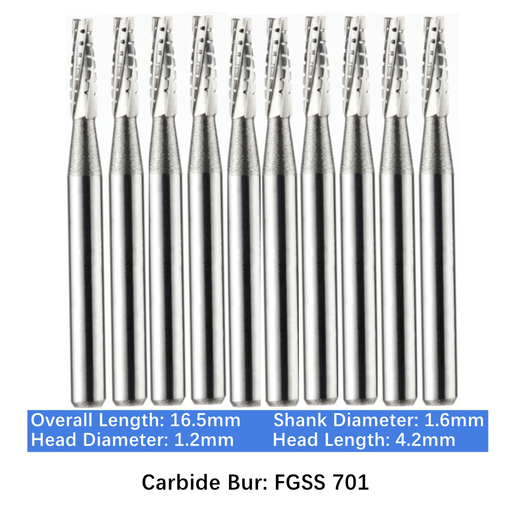 10-100pcs FGSS 701 Dental FG Carbide Burs Short Shank Taper Flat End Cross-Cut
