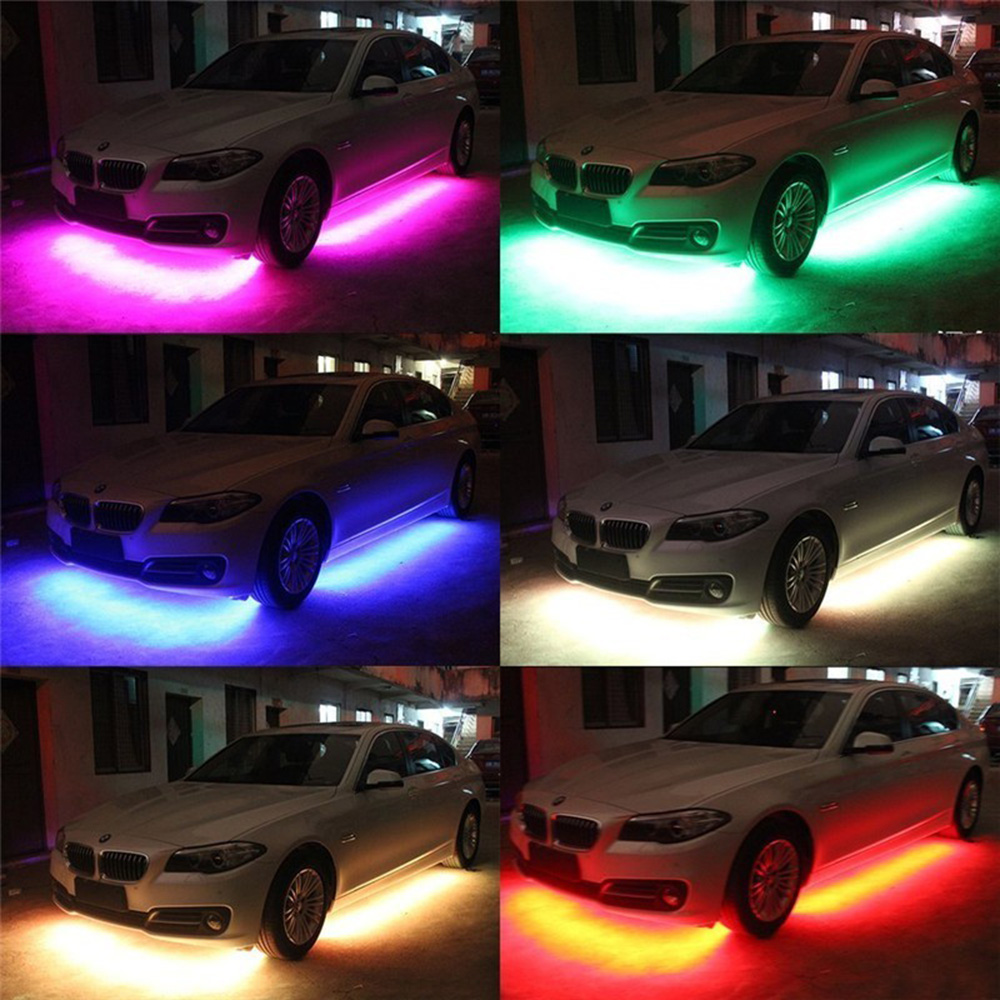 4x Car LED Strip RGB 8 Color Underglow Kit Underbody Accent Light 36" & 48" S3