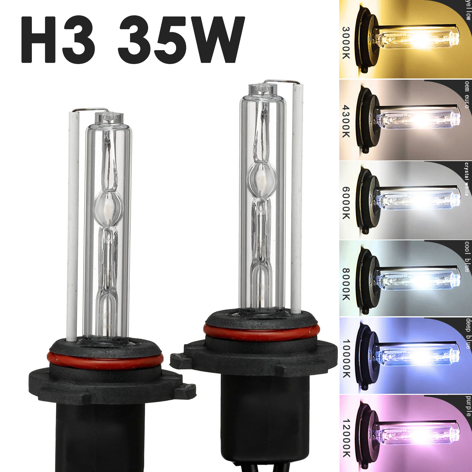 2x XENON H10 9145 HID Bulbs AC 35W Fog Light Replacement Wire adapter All Color