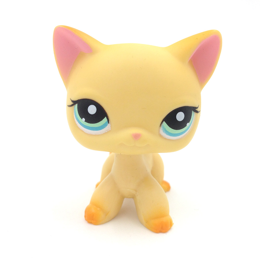 LPS 339 Littlest Pet Shop Yellow Short Hair Cat Kitty Kids Gift Toys