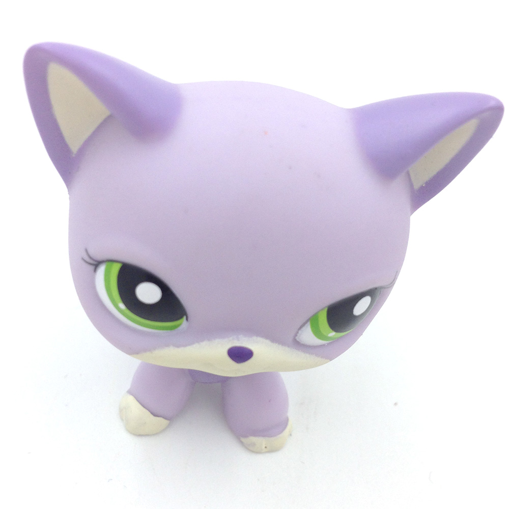 Littlest Pet Shop Purple White Short Hair Cat Green Eyes Kitty LPS 2094 ...