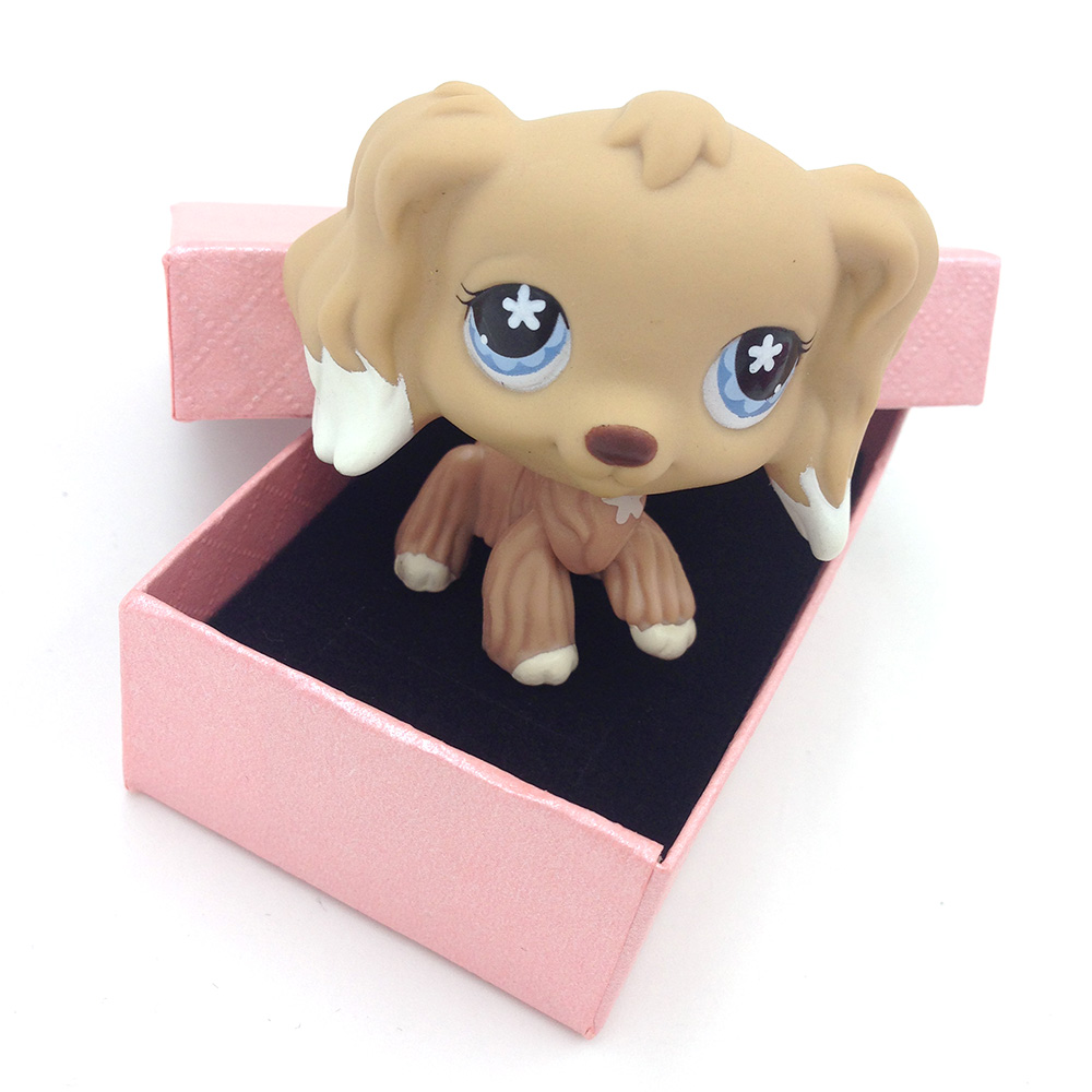 LPS Littlest Pet Shop White Dipped Tan Cocker Spaniel Dog #748 Star Eyes Toys