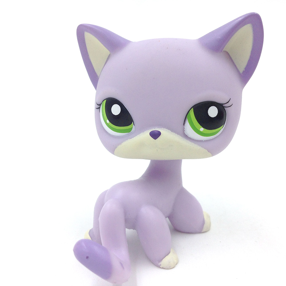 Littlest Pet Shop Purple White Short Hair Cat Green Eyes Kitty LPS 2094 ...