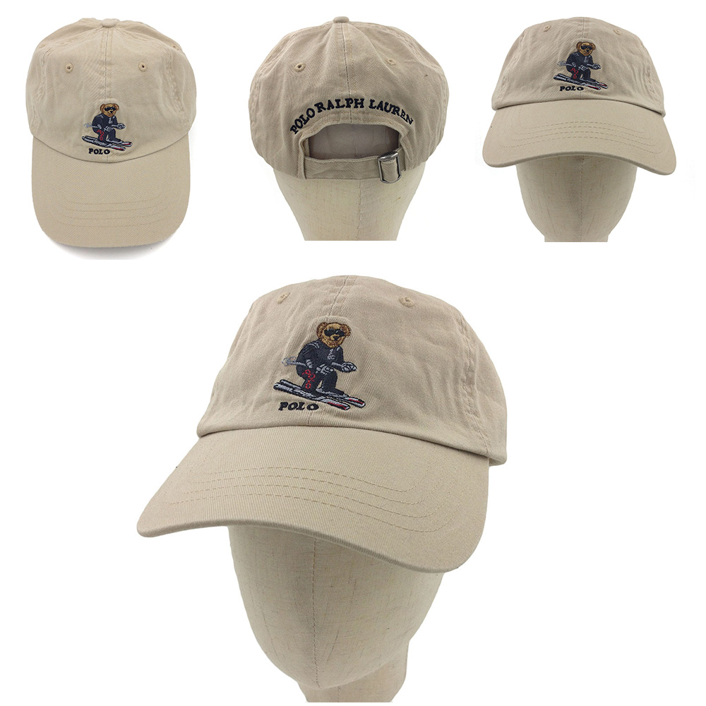 Khaki Embroidery Polo Sweater Bear Cap Baseball Soccer Vintage Hat Sun Hat Style