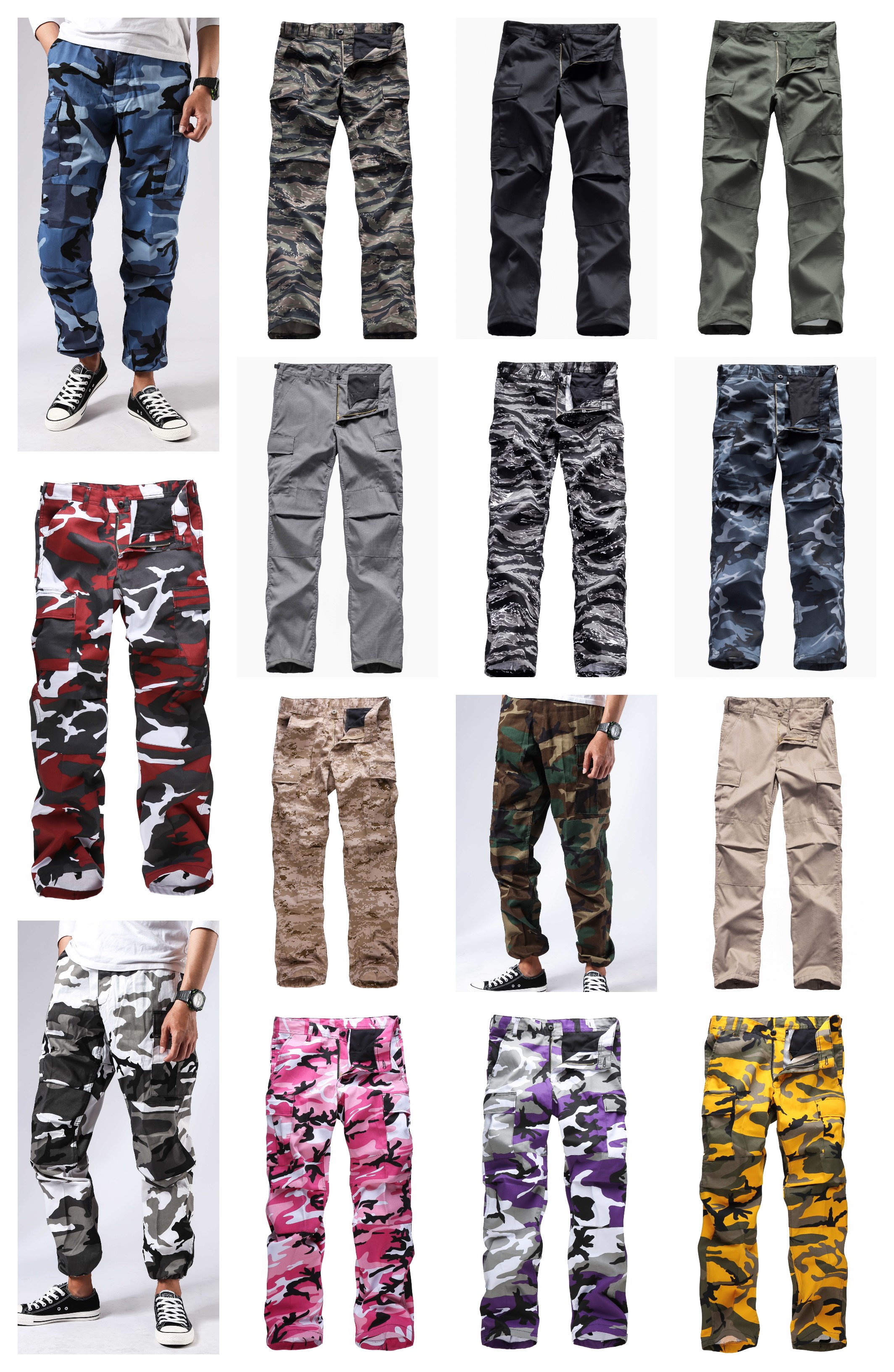 Mens Military Army BDU Pants Casual Cargo Pants Trousers Multi Camo ...