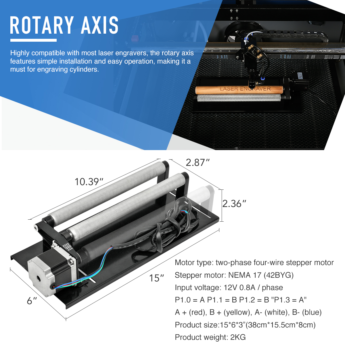 Regular Rotation Axis Of CO2 Laser Engraver Engraving Machine Cylinder