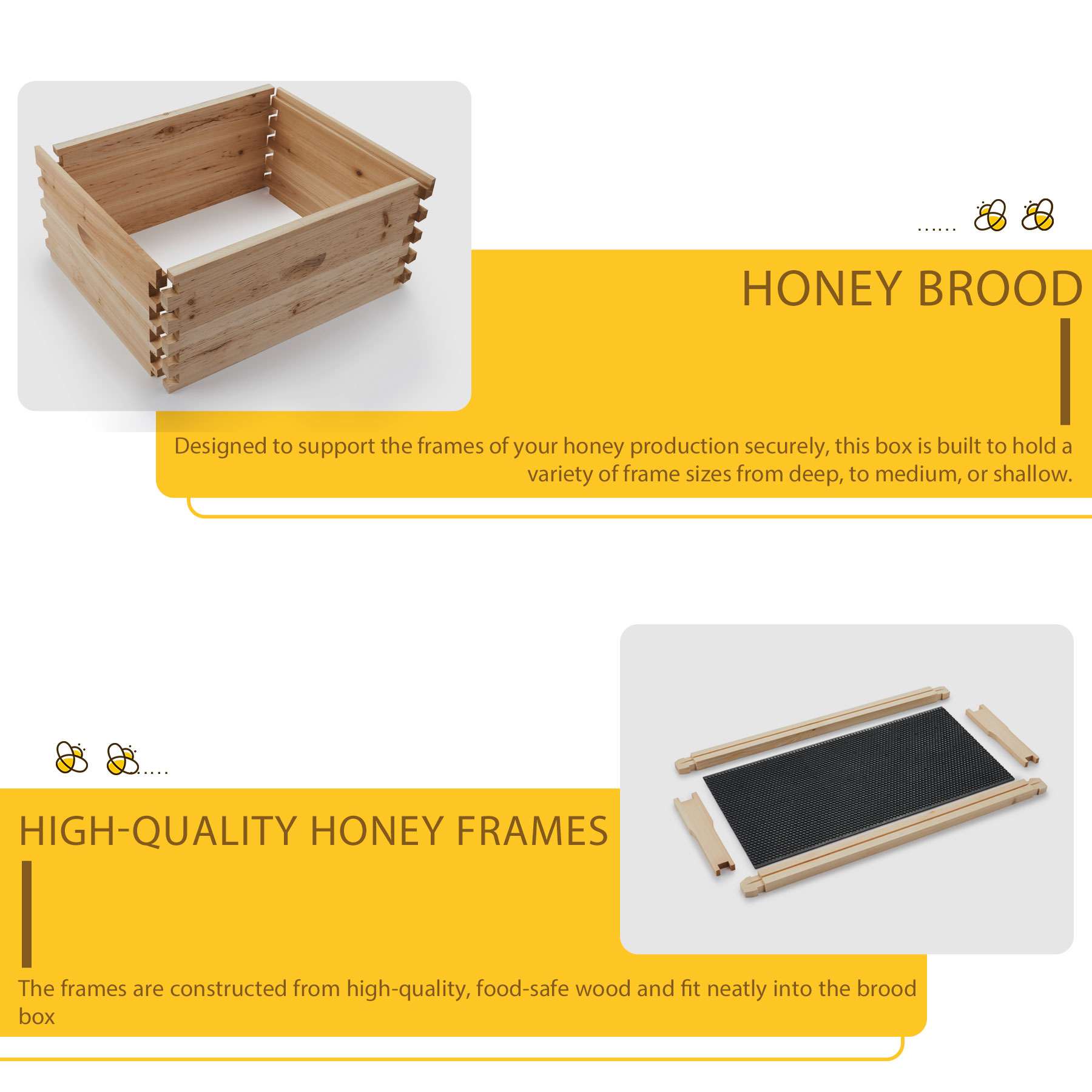 Single Layer 10-Frame Deep Size Beekeeping Kit Bee Hive House Frame