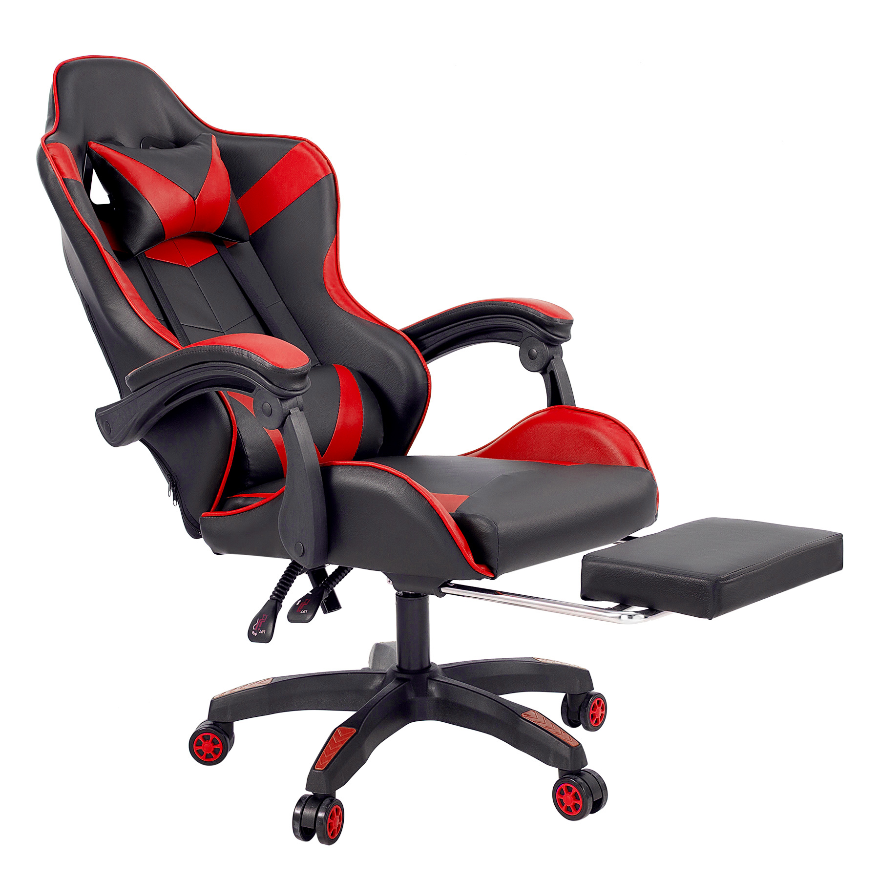 Ergonomic Computer Game Gaming Chair w Massage & Extendable Footrest ...