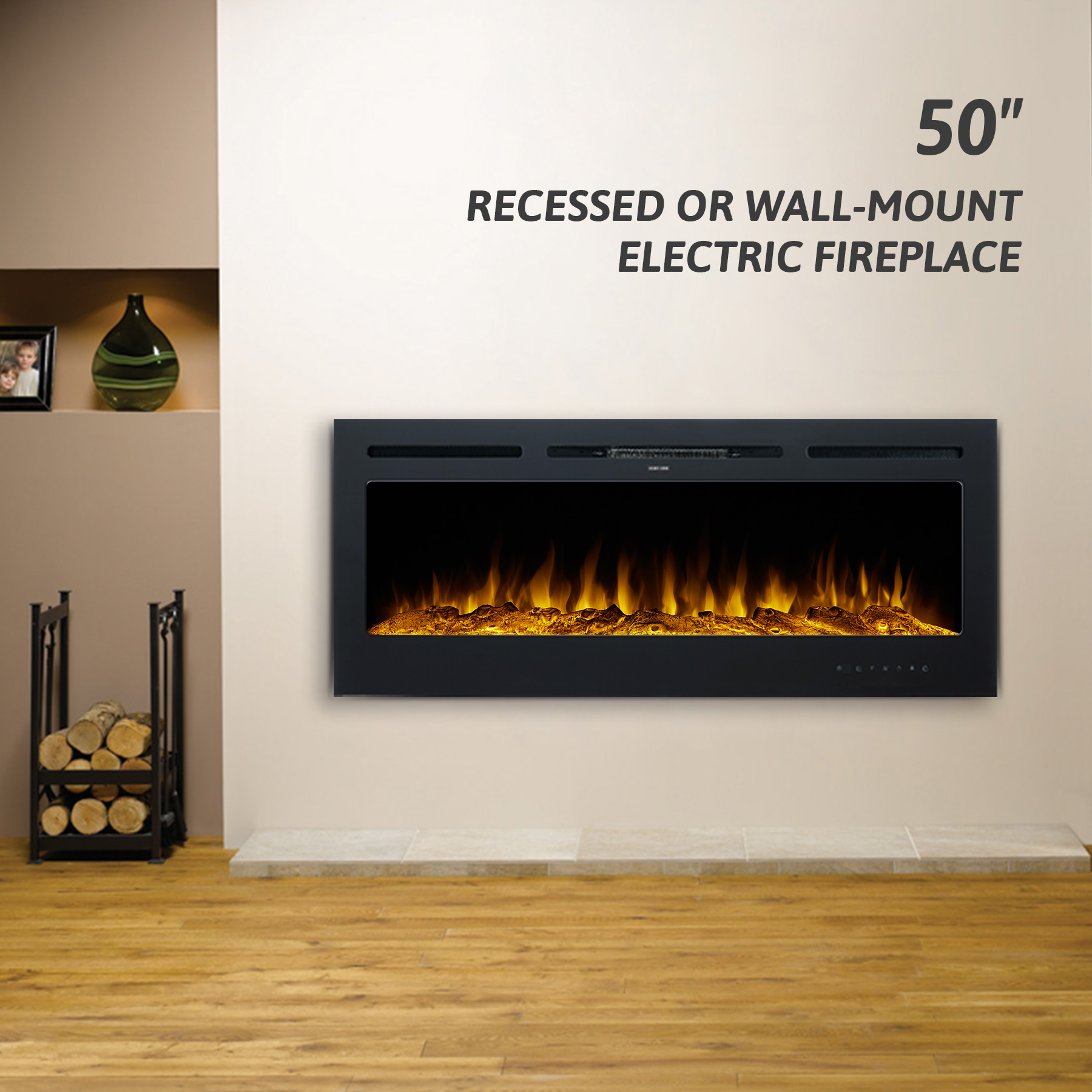 50 inch Recessed or Wall Mounted Electric Fireplace Insert with Remote Control eBay